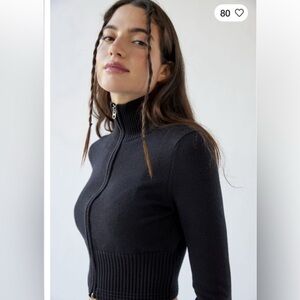 Urban Outfitters Black Zip-Up Turtleneck